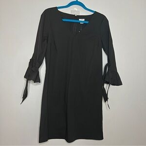 J Crew Ruffle Tie Sleeve Cotton Blend Dress Black Size 4, NWOT